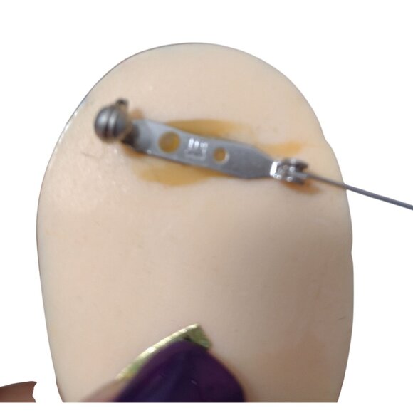 Vintage 80s Art Deco Figural Face Flapper Brooch Earrings Set Handpainted Artsy - Picture 6 of 6